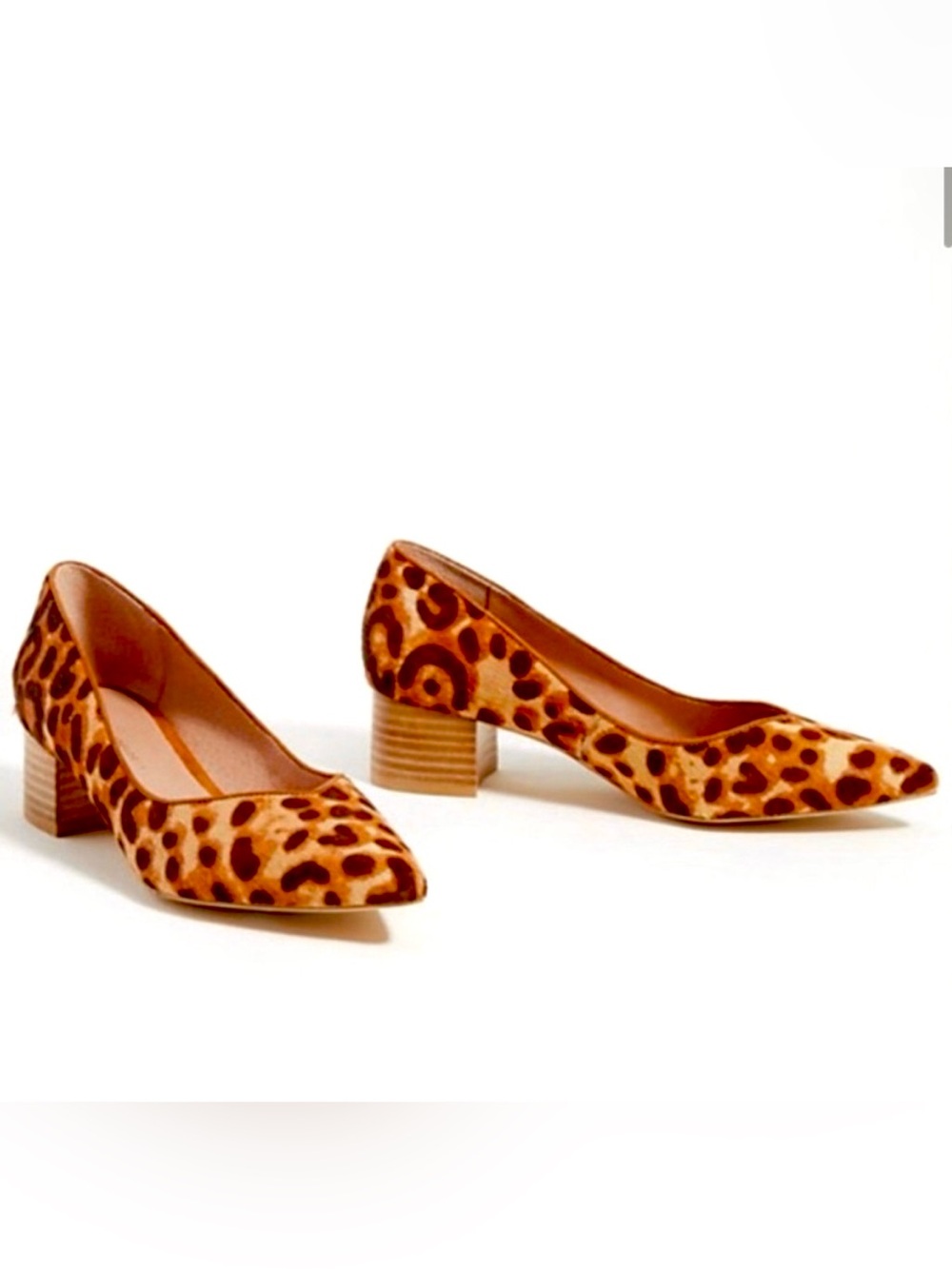 Like new Anthropologie Imogen calf-hair leopard low pumps size 7.5